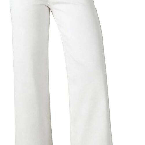 High-Waisted Stretchy Straight-Leg Wide-Leg Jeans With Button Pockets