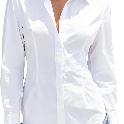 Long-Sleeve Wrinkle-Resistant Solid-Color Business Shirt With Collar