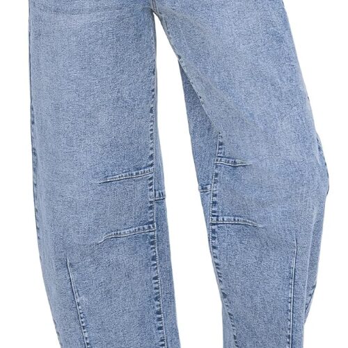 High-Waisted Loose-Fit Cropped Wide-Leg Barrel-Leg Jeans