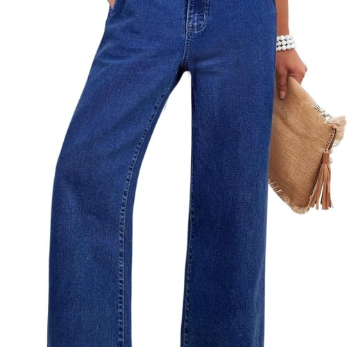 High-Waisted Stretchy Straight-Leg Cropped Jeans With Pockets